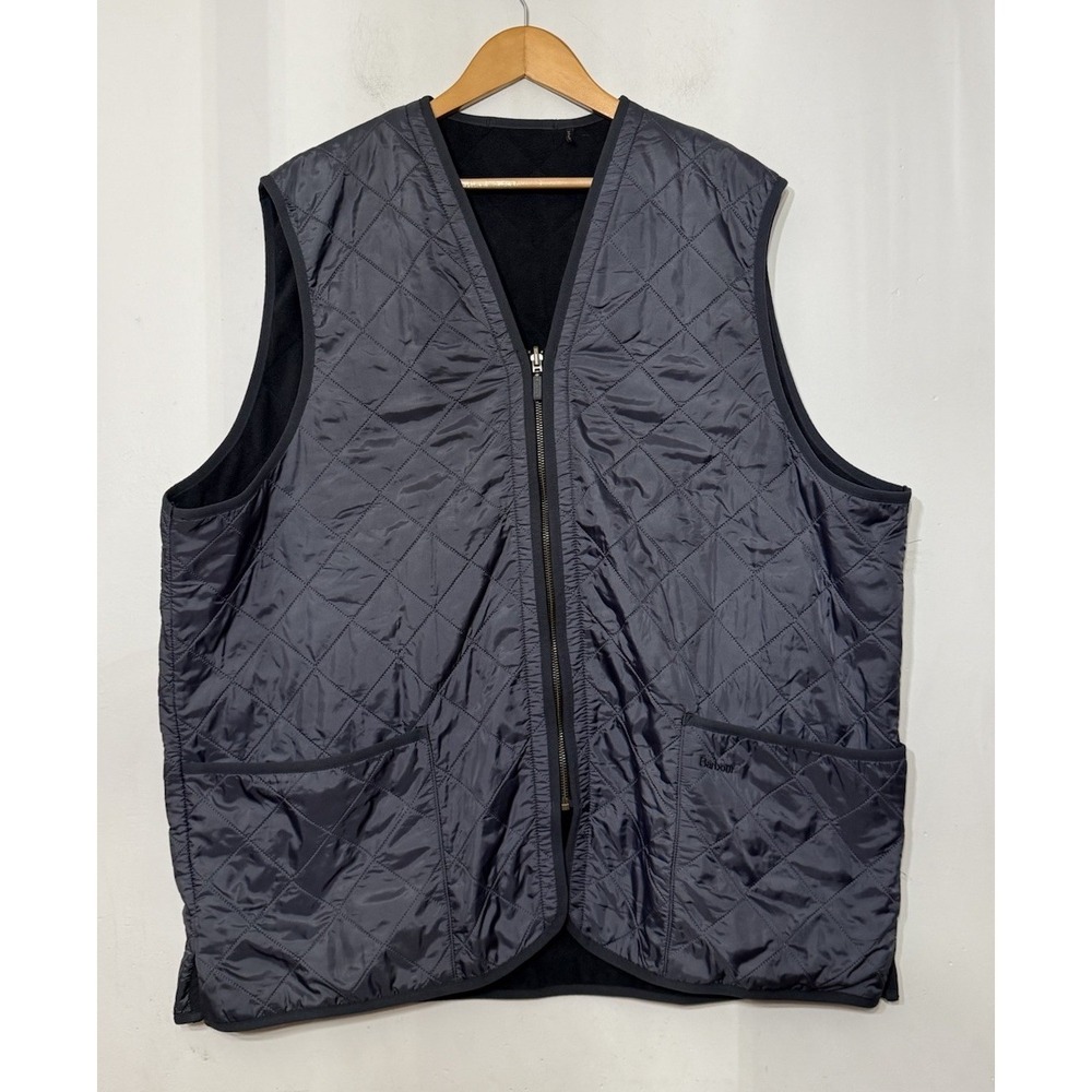 BARBOUR Polarquilt In Liner Men Quilted Vest XL Blue Fleece Lined Full Zip Gilet